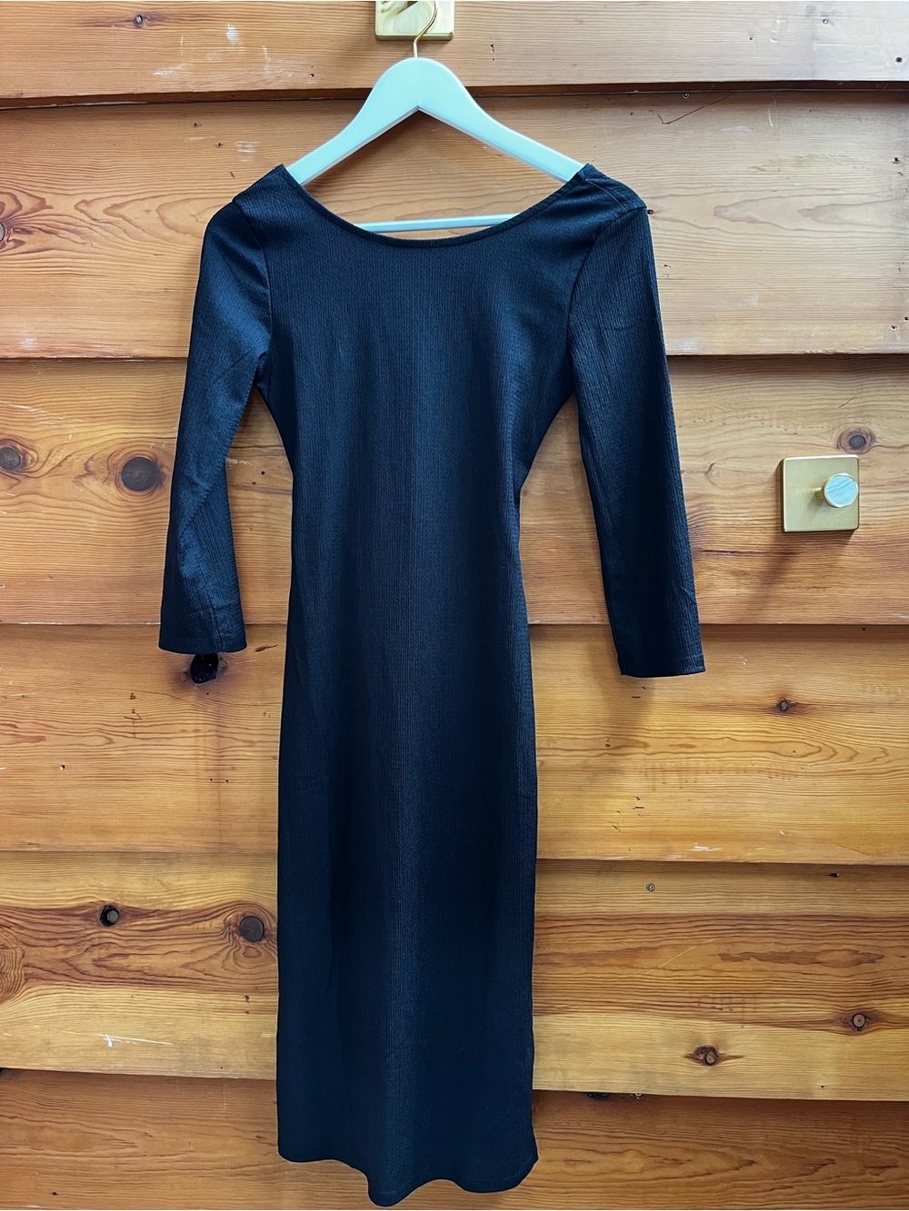 Classic Black Boatneck Midi Dress - Women's Open twist back